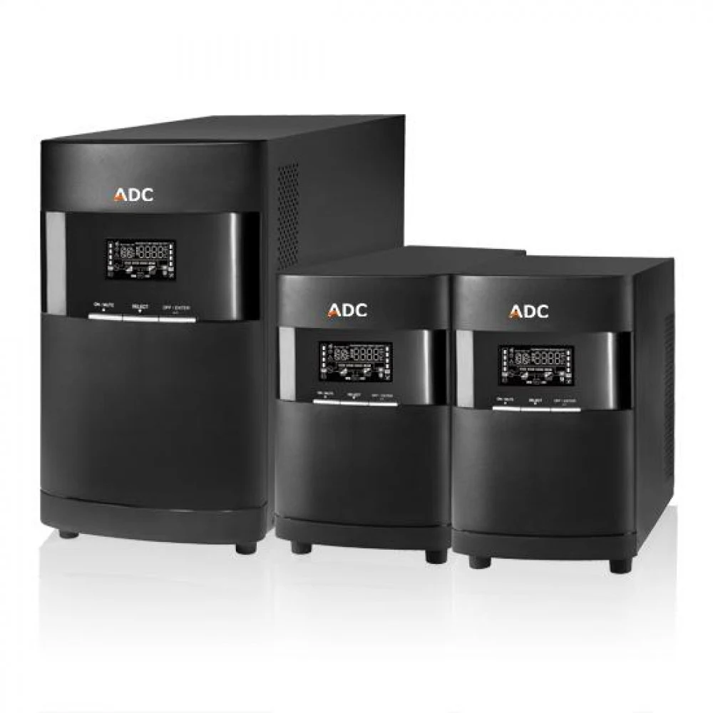 ИБП - ADC OPTIMA 3000 T 3000VA, Коэффициент мощности 0,9, вход/выход 230 В, башня с локальным напряжением, Батареи - 12 В/9 Ач*6 шт., розетка SCHUKO, ЖК-дисплей, USB и RS232, слот SNMP, со шнуром пи