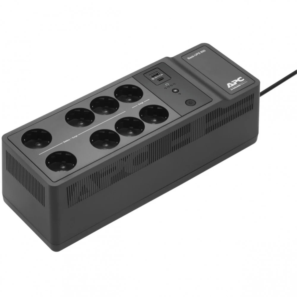 APC Back-UPS ES 850VA/520W, 230V, 8 Rus outlets (2 Surge & 6 batt.), USB, USB charge(type A,C), Data/DSL protect.,(renewal BE700G-RS), 1 year warranty