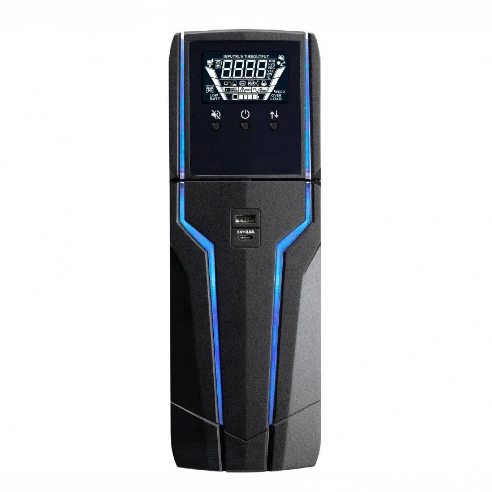 ИБП Astergo/Tower/Line interactiv/1 500 VА/900 W/Input Schuko/8хС13 (4хАКБ+4хСетевой фильтр)/LCD/Bluetooth/порты зарядки USB (5V 3A, Type C/USB A) AST.UPS.LA1500USB8I