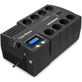 Источник бесперебойного питания, CyberPower, BR1000ELCD, Мощность 1000ВА/600Вт, BR-серия, Линейно-интерактивный, Напольный, ЖК дисплей/USB/Tel.line, Диапазон работы AVR: 165-290В, Бат.1 шт., Вых: 8x