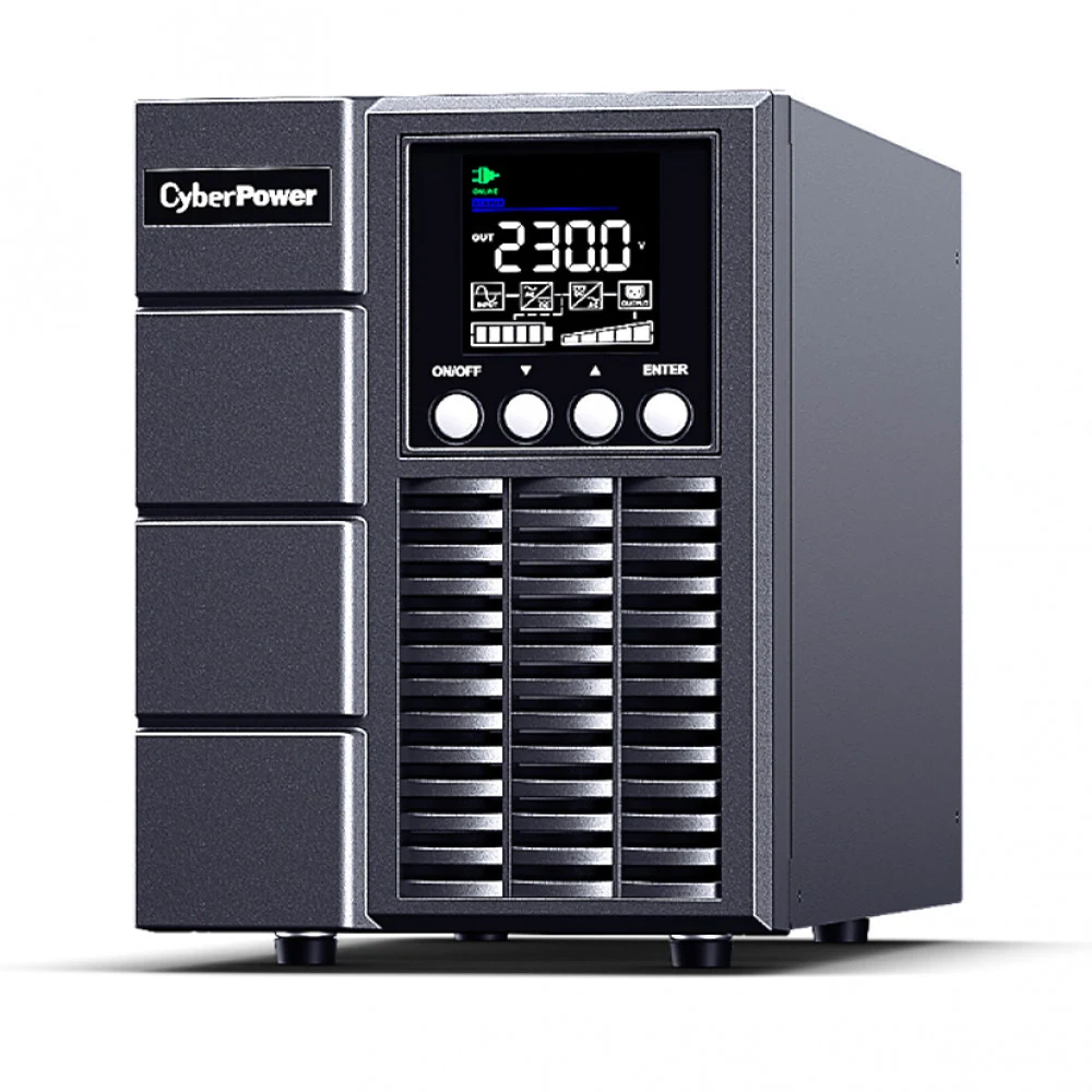 Источник бесперебойного питания, CyberPower, OLS1000EA, Мощность 1000ВА/900Вт, OLS-серия, On-line, Напольный, Color LCD/Smart/USB/RS-232/EPO, AVR: 160-300В, АКБ: 12В/7Ач*3шт, Вых: 4xIEC C13,Чёрный