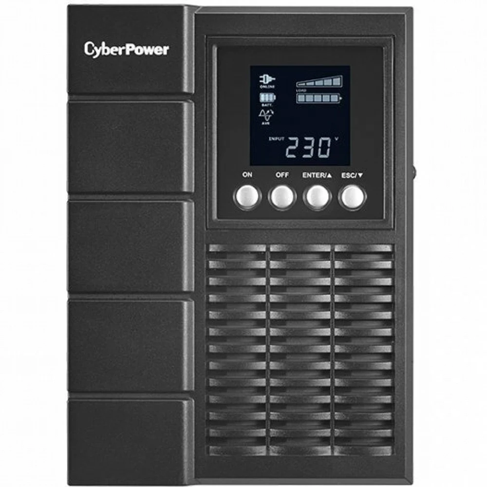 Источник бесперебойного питания, CyberPower, OLS1500E, Мощность 1500ВА/1350Вт, OLS-серия,On-Line, Напольный, ЖК/ Smart/USB/RS-232/Tel.line, Диапазон работы AVR: 160-300В, Бат.блок 3 шт., Вых: 4xIEC