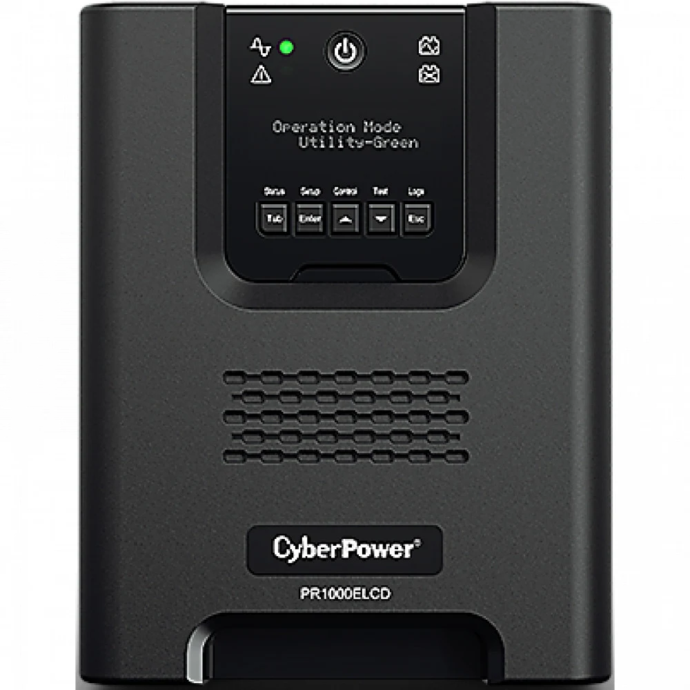 ИБП CyberPower PR1000ELCD, Line-Interactive, 1000VA/900W, 8 IEC-320 С13 розеток, USB&Serial, SNMPslot, LCD дисплей, Black, 0.6х0.35х0.4м., 21кг./ UPS Line-Interactive CyberPower PR1000ELCD 1000VA/90
