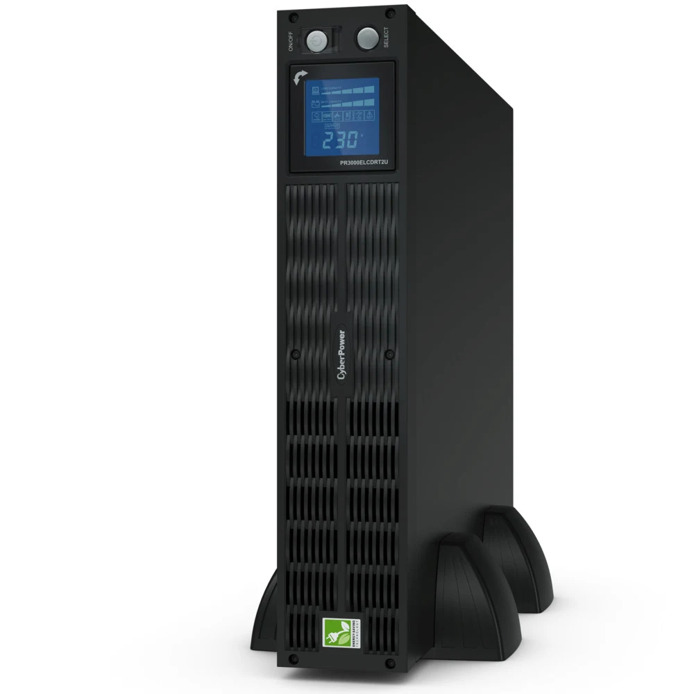 ИБП CyberPower PR3000ELCDRT2U, Линейно-интерактивный, 1-фазное входное напряжение, выходная мощность 3000ВА/2700Вт, 3 мин работы при полной нагрузке, 8 мин работы при половинной нагрузке, выходных р