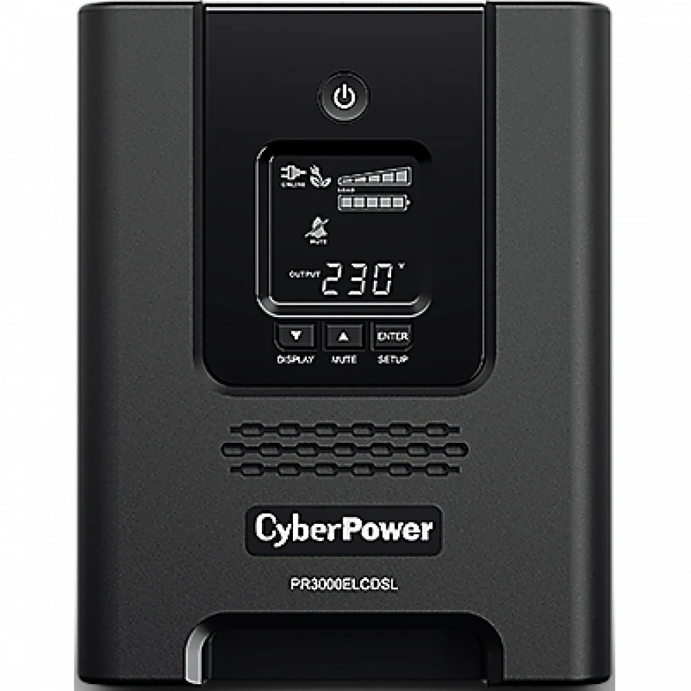 ИБП CyberPower PR3000ELCDSL, Line-Interactive, 3000VA/2700W, 8 IEC-320 С13, 1 IEC C19 розеток, USB&Serial, SNMPslot, LCD дисплей, Black, 0.6х0.3х0.4м., 29.6кг., замена для АРС SMC3000I, SMC3000I-RS