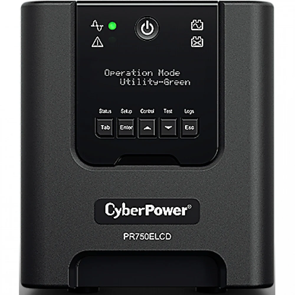 ИБП CyberPower PR750ELCD, Line-Interactive, 750VA/675W, 6 IEC-320 С13 розеток, USB&Serial, SNMPslot, LCD дисплей, Black, 0.48х0.27х0.28м., 13.5кг./ UPS Line-Interactive CyberPower PR750ELCD 750VA/67