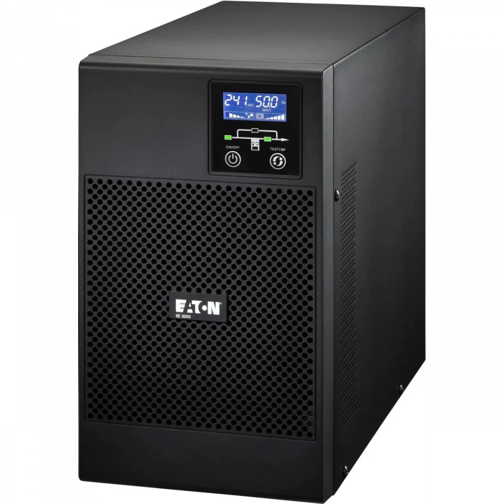 Источник бесперебойного питания, Eaton, 9E3000I, Онлайн, Напольный, Мощность 3000ВА/2400Вт, Диапазон работы AVR: 176-300В (с возможностью регулировки до 100-300В), Бат.: 12В/9 Ач*6шт., Чистая синусо