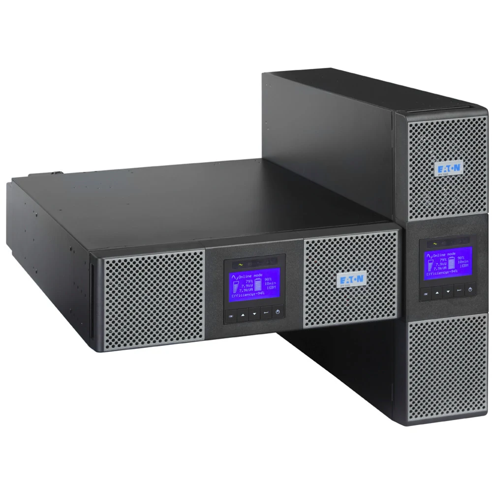 ИБП Eaton 9PX 5000i RT3U (5000ВА/4500Вт), Netpack Характеристики: Общие: Топология: Двойное преобразование напряжения с системой коррекции входного коэффициента мощности PFC Конфигурация: Стойка/Баш