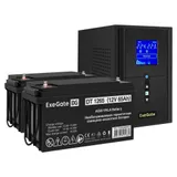 Комплект ИБП EX295988RUS + батарея 65Aч EX282980RUS 2шт (инвертор, синус, для котла) ExeGate SineTower SZ-1500.LCD.AVR.2SH.1C13.USB <1500VA/1200W, чистый синусоида, LCD дисплей, AVR, 2*Schuko+1*C13,