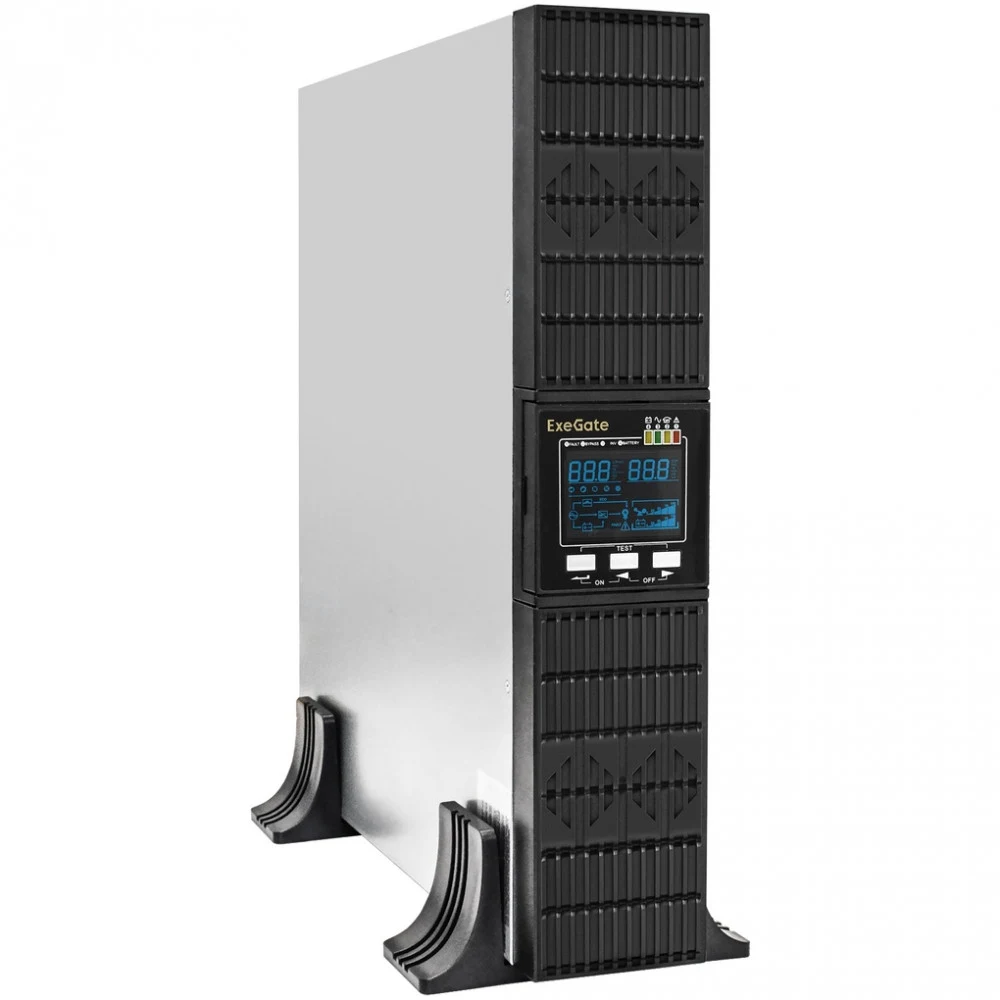 ИБП On-line ExeGate PowerExpert ULS-3000.LCD.AVR.1SH.2C13.USB.RS232.SNMP.2U (3000VA/3000W, On-Line, PF=1, LCD, 1*EU/Тип F(Schuko)+2*C13, RS232, USB, SNMP-slot, батарея 12V 7.2Ah - 6шт, Rackmount 2U/