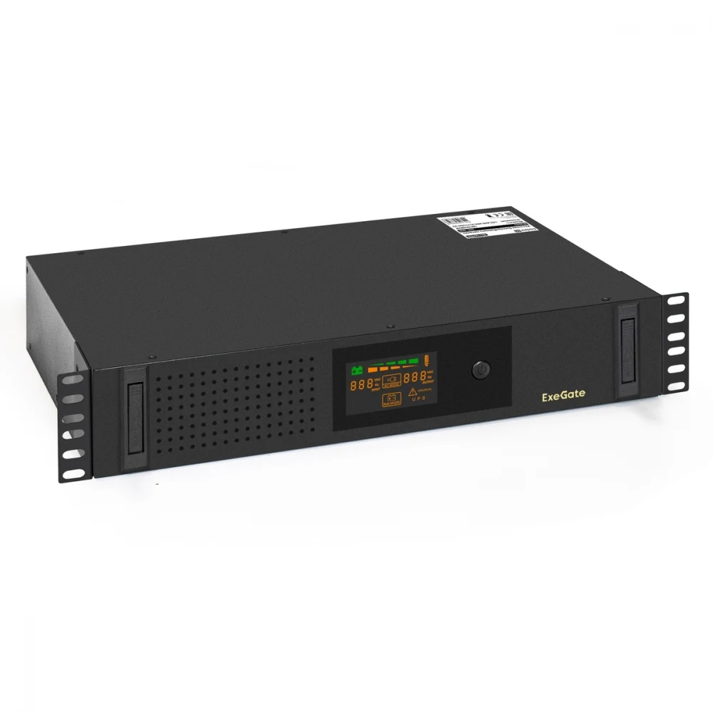 ИБП ExeGate ServerRM UNL-800.LCD.AVR.2SH.3C13.USB.2U (800VA/480W, Color LCD, AVR, 2*EU/Тип F(Schuko)+3*C13, USB, батарея 12V 9Ah, 2U, установка в стойку, Black)