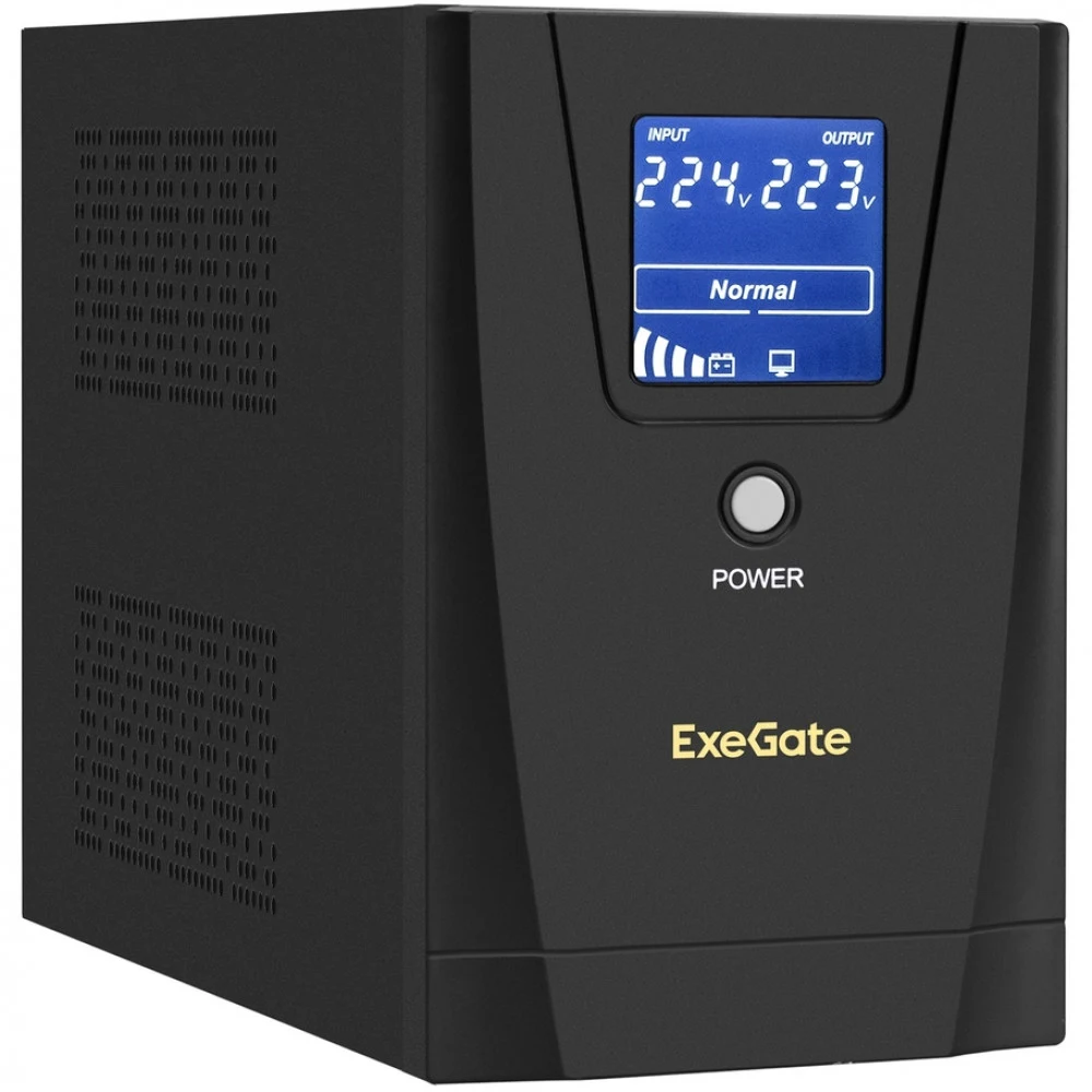 ИБП ExeGate SpecialPro Smart LLB-1500.LCD.AVR.2SH.3C13 (1500VA/950W, LCD, AVR, 2*Schuko+3*C13, батарея 12V 9Ah - 2 шт., металлический корпус, Black) (разбит экран)