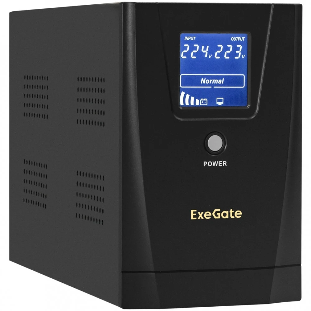 ИБП ExeGate SpecialPro Smart LLB-2200.LCD.AVR.1SH.2C13.RJ.USB (2200VA/1300W,LCD,AVR,1*EU/Тип F(Schuko)+2*C13,RJ45/11,USB, батарея 12V 9Ah - 2 шт., металлический корпус, Black)