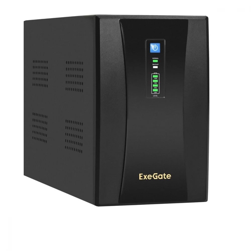 ИБП ExeGate SpecialPro UNB-2000.LED.AVR.2SH.2C13.RJ.USB (2000VA/1200W, LED, AVR,2*EU/Тип F(Schuko)+2*C13, RJ45/11, USB, батарея 12V 9Ah - 2 шт., металлический корпус, Black)