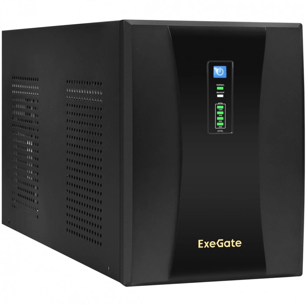 ИБП ExeGate SpecialPro UNB-3000.LED.AVR.3SH.2C13.RJ.USB (3000VA/1800W,LED, AVR,3*EU/Тип F(Schuko)+2*C13,RJ45/11,USB, батарея 12V 9Ah - 4 шт., металлический корпус, Black)