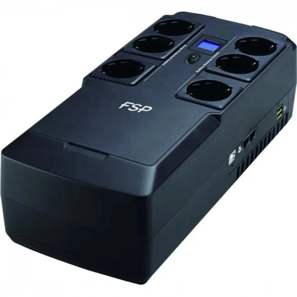ИБП FSP Nanofit 800 480W/батарея 12V 5Ah/2xUSB charger 5V/1A//RJ45/6 розеток Euro/ЖК-дисплей