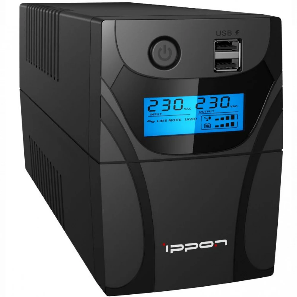 ИБП IPPON Back Power Pro II Euro 650 black (линейно-интерактивный, 650VA, 360W, 2xEURO, USB-B, USB-A, RJ45) (1005511)