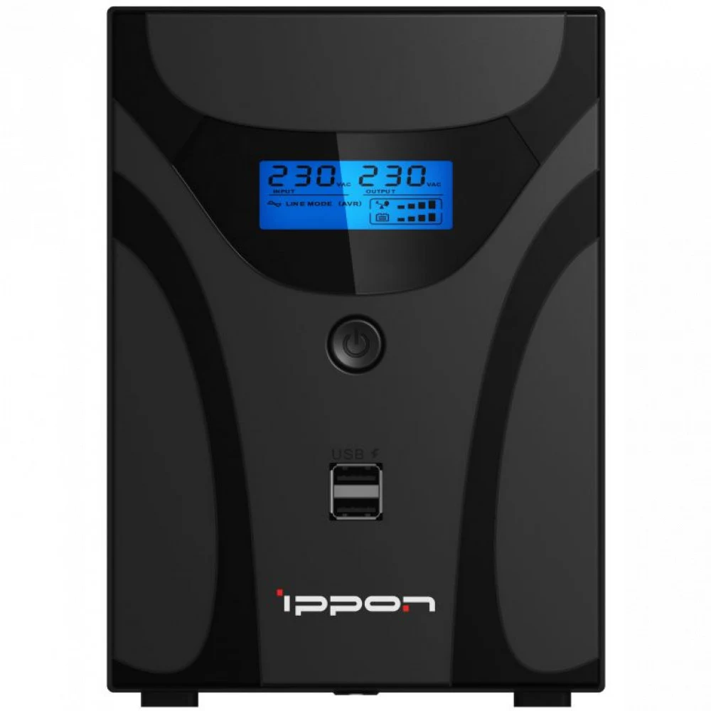 ИБП Ippon Smart Power Pro II Euro 2200 black (линейно-интерактивный, 2200VA, 1200W, 4xEURO, RJ-45, USB-B, 2xUSB-A, 5V, 1.8A) (1029746)