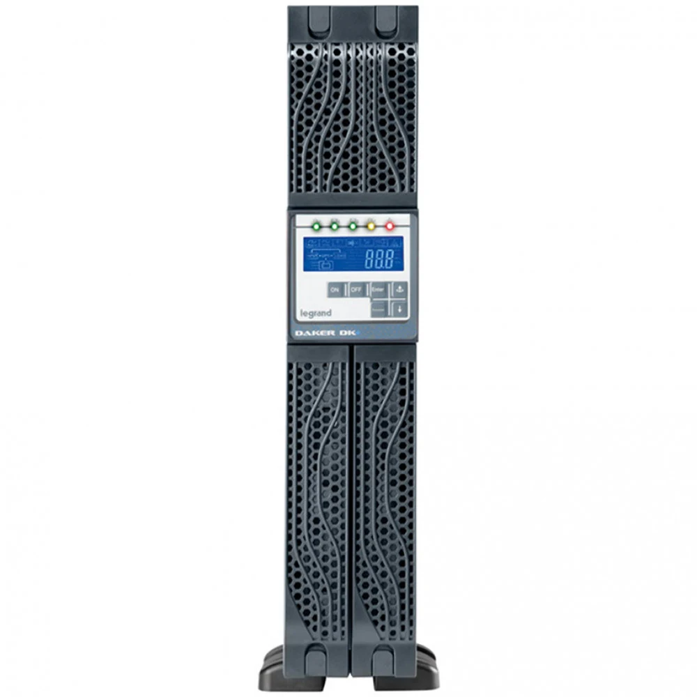 Источник бесперебойного питания, Legrand, Daker DK Plus 3кВА 310172, Мощность 3000ВА/2700Вт, Онлайн, Стоечный 2U, ЖК/USB, Диапазон работы AVR:180-300В, Бат.: 12В/9Ач.*6 шт., Вых: 6 x IEC C13, 1 х IE