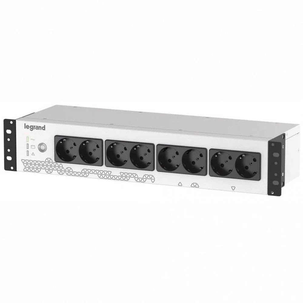Источник бесперебойного питания, Legrand, Keor PDU 800ВА 8 GR/IT 310332, Мощность 800ВА/480Вт, Офлайн, Стоечный 2U, LED индикаторы, Диапазон работы AVR:180-270В, Бат.: 12В/9Ач., Вых: 8 x Schuko, Бел