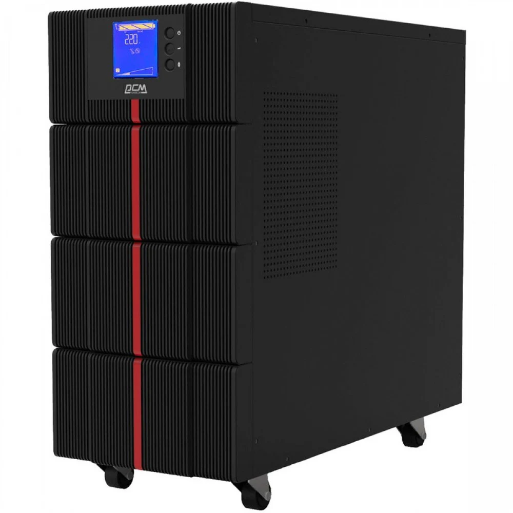ИБП Powercom MAC-6000, двойного преобразования, 6KВА, 6KВт, LCD, Tower, 8 розеток IEC320 C13 с резервным питанием, 2 розетки C19, клеммная колодка, USB, RS-232, слот под SNMP карту, EPO, защита RJ45