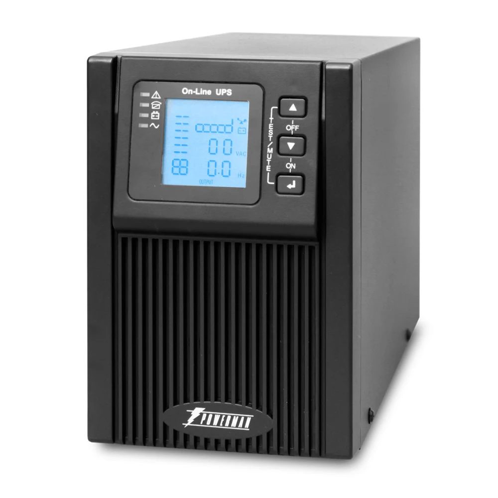 ИБП POWERMAN Online 1000, LCD, двойного преобразования, 1000ВА, 900Вт, 2 евророзетки с резервным питанием, USB, RS232, слот SNMP, разъем EPO, батарея 12В 9Ач 2 шт., 215 х 315 х 365 мм., 10.7 кг./ UP
