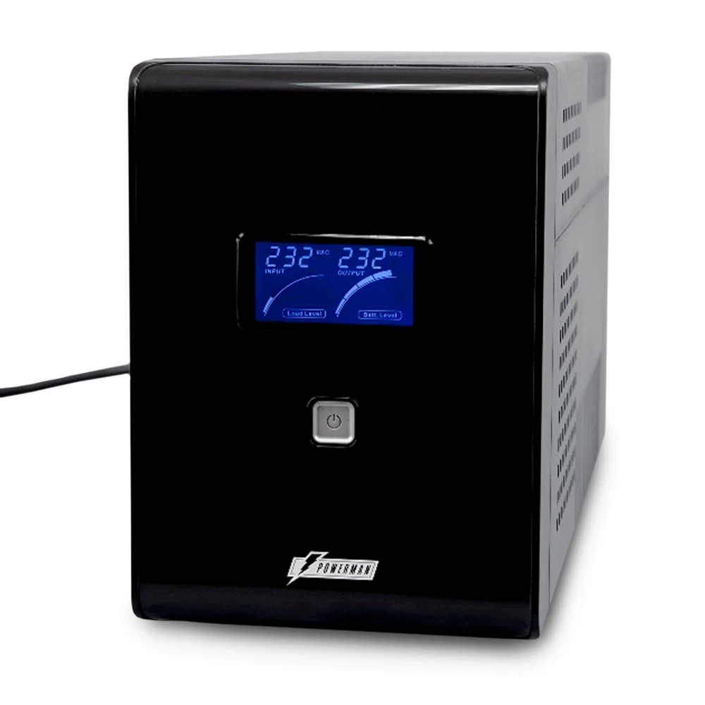 ИБП POWERMAN Smart Sine 2000, LCD, линейно-интерактивный, 2000ВА, 1400Вт, 4 евророзетки с резервным питанием, USB, батарея 12В 9Ач 2 шт., 380мм х 158мм х 198мм, 12.7 кг./ UPS POWERMAN Smart Sine 200