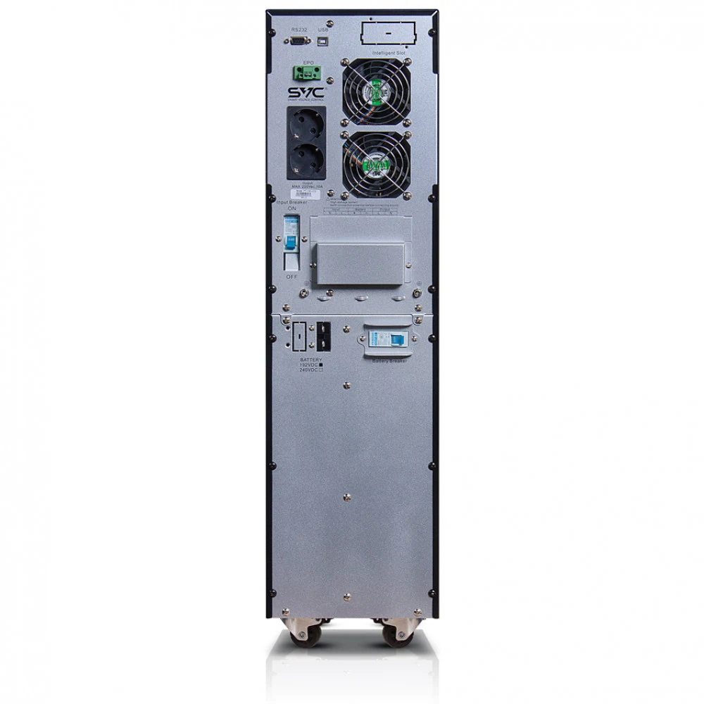 Источник бесперебойного питания, SVC, PT-6K-LCD, Мощность 6000ВА/6000Вт, PT-серия, On-Line, LCD\USB\RS-232, SMART, Диапазон работы AVR: 110-300В, Бат.: 12В/7Ач*16шт., 2 вых. Shuko CEE7+клеммная коло