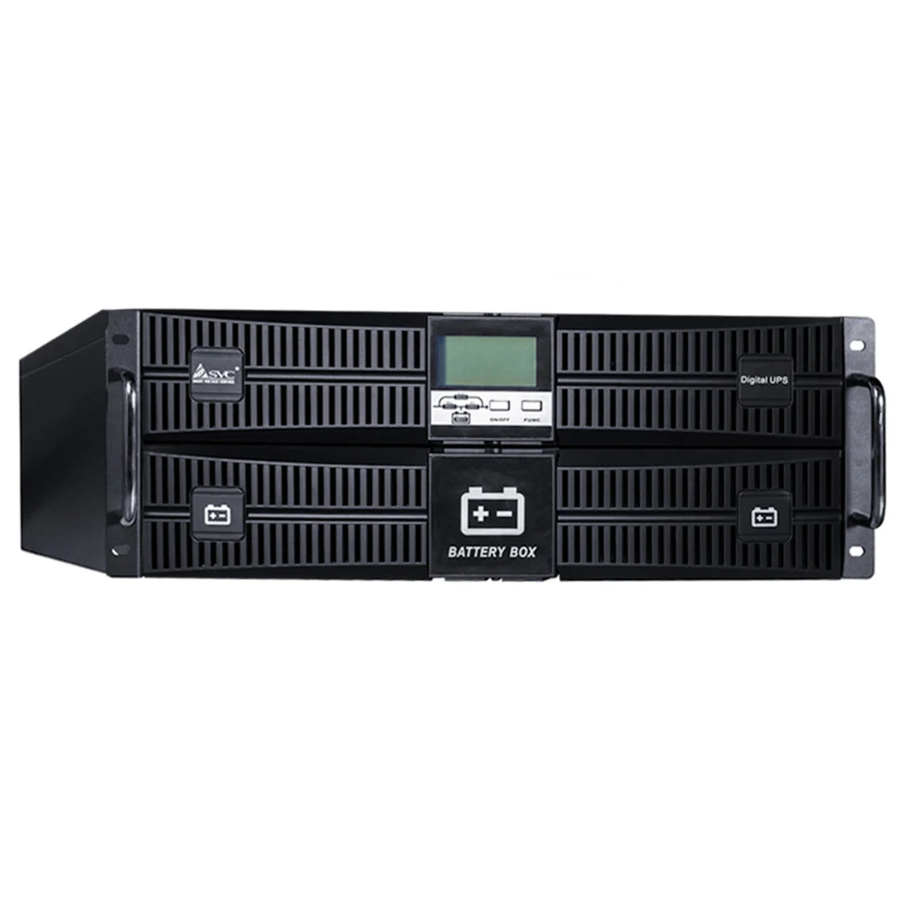 ИБП, SVC, RT-6KL-LCD, Мощность (6000ВА/6000Вт), Стоечный 19'' 4U, RT-серия, On-Line, LED-LСD\RS-232, SMART USB, Диапазон работы AVR: 110-288В, Бат.: 12В/7Aч*16шт., Вентилятор: 8cм*2шт., Клеммное под