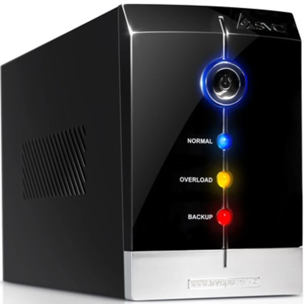 Источник бесперебойного питания, SVC, V-1000-F, Smart, USB, Мощность 1000ВА/600Вт, Диапазон работы AVR: 165-275В, Бат.: 12В/7 Ач*2шт., 3 вых.: Shuko CEE7, Защита тел. линии, Чёрный