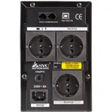 Источник бесперебойного питания, SVC, V-1000-F, Smart, USB, Мощность 1000ВА/600Вт, Диапазон работы AVR: 165-275В, Бат.: 12В/7 Ач*2шт., 3 вых.: Shuko CEE7, Защита тел. линии, Чёрный