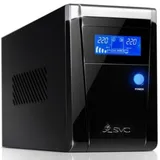 Источник бесперебойного питания, SVC, V-1200-F-LCD, Smart, USB, Мощность 1200ВА/720Вт, Диапазон работы AVR: 165-275В, Бат.: 12В/7.5 Ач*2шт., 3 вых.: Shuko CEE7., Защита тел. линии, Чёрный