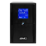 Источник бесперебойного питания, SVC, V-1200-L-LCD, Мощность 1200ВА/720Вт, Диапазон работы AVR: 165-275В, Бат.: 12В/7 Ач*2шт., 3 вых.: Shuko CEE7., Чёрный