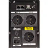 Источник бесперебойного питания, SVC, V-1500-F, Smart, USB, Мощность 1500ВА/900Вт, Диапазон работы AVR: 165-275В, Бат.: 12В/9 Ач*2шт., 3 вых: Shuko CEE7, Защита тел. линии, Чёрный