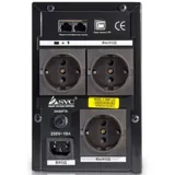 Источник бесперебойного питания, SVC, V-1500-F-LCD, Smart, USB, Мощность 1500ВА/900Вт, Диапазон работы AVR: 165-275В, Бат.: 12В/9 Ач*2шт., 3 вых.: Shuko CEE7, Защита тел. линии, Чёрный