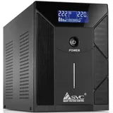 Источник бесперебойного питания, SVC, V-2000-F-LCD, Smart, USB, Мощность 2000ВА/1200Вт, Диапазон работы AVR: 175-275В, Бат.: 12В/9 Ач*2шт., 4 вых.: Shuko CEE7 , Чёрный