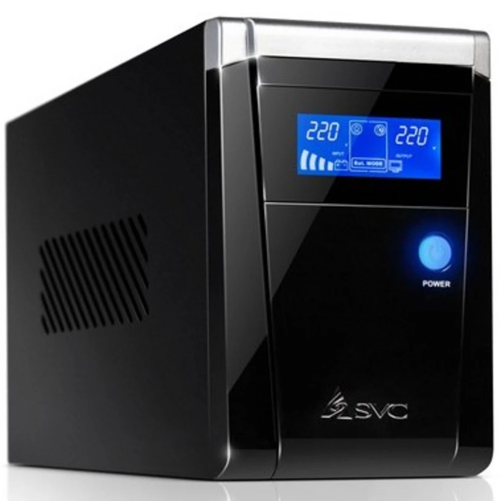 Источник бесперебойного питания, SVC, V-650-F-LCD, Smart, USB, Мощность 650ВА/400Вт, Диапазон работы AVR: 165-275В, Бат.: 12В/9 Ач*1шт., 3 вых.: 2 Shuko CEE7+1 IEC C13 (Bypass), Защита тел. линии, Ч