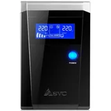 Источник бесперебойного питания, SVC, V-650-F-LCD, Smart, USB, Мощность 650ВА/400Вт, Диапазон работы AVR: 165-275В, Бат.: 12В/9 Ач*1шт., 3 вых.: 2 Shuko CEE7+1 IEC C13 (Bypass), Защита тел. линии, Ч