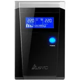 Источник бесперебойного питания, SVC, V-800-F-LCD, Smart, USB, Мощность 800ВА/480Вт, Диапазон работы AVR: 165-275В, Бат.: 12В/9 Ач*1шт., 3 вых.: 2 Shuko CEE7+1 IEC C13 (Bypass), Защита тел. линии, Ч