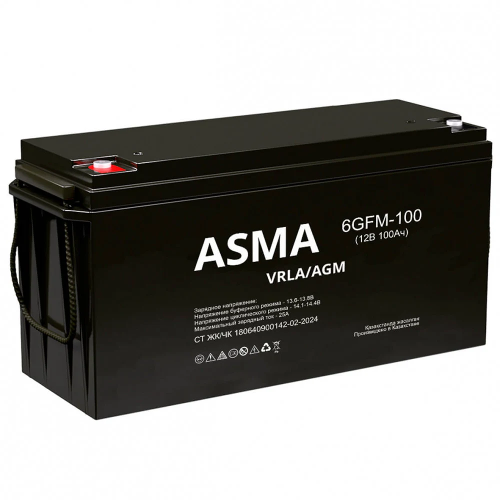 Аккумулятор ASMA GFM, 100 Ah, 307 х 168 х 211 (+2мм), 28,5кг., Болт М8