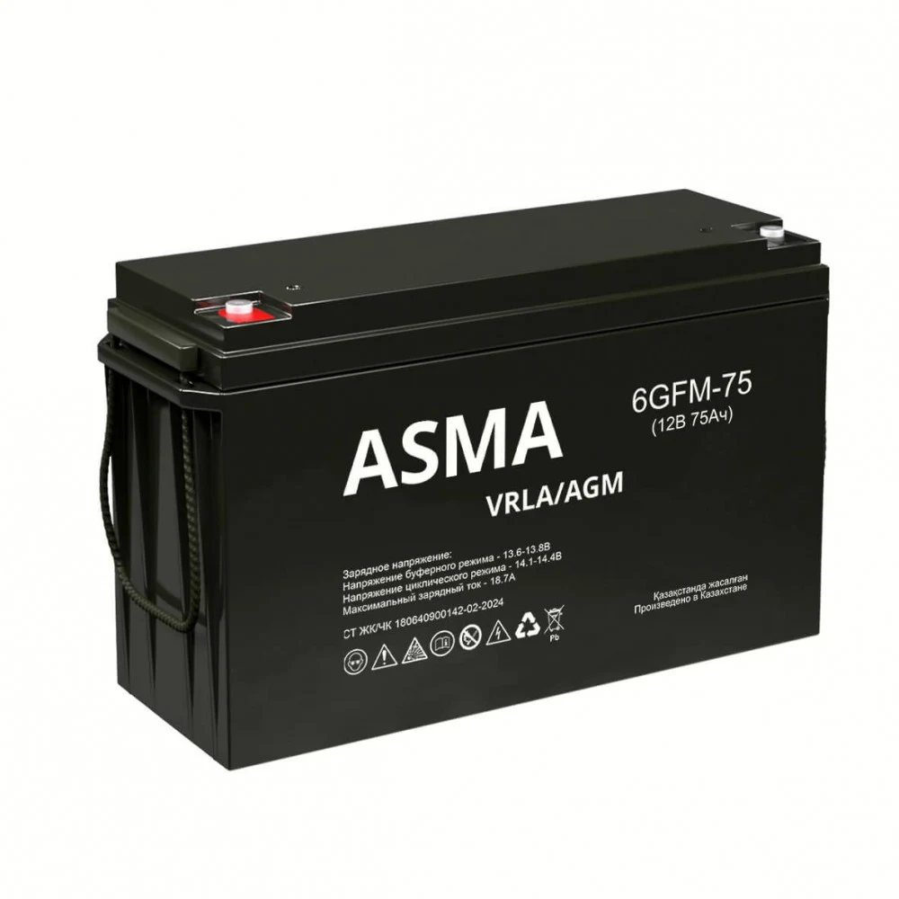 Аккумулятор ASMA GFM, 75 Ah, 260 х 168 х 211 (+2мм), 23,5кг., Болт М8