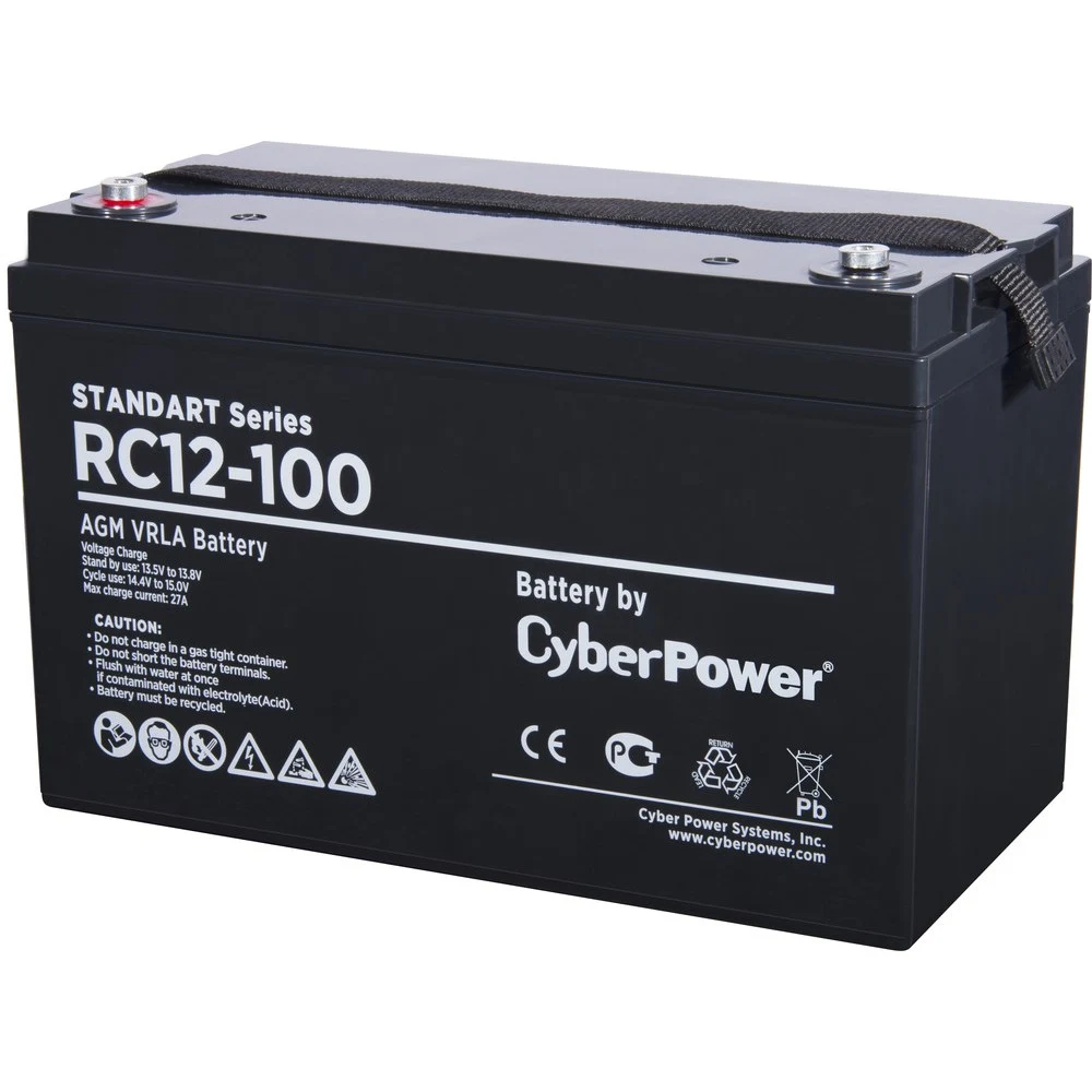 Аккумуляторная батарея CyberPower RC 12-100 12В/100Ач, клемма Болт М8 (330х173х215мм (220мм) 29кг Срок службы 10лет)