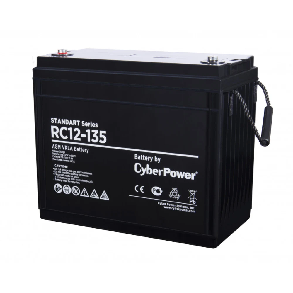 Аккумуляторная батарея CyberPower RC 12-135 12В/135Ач, клемма Болт М8 (340х173х281мм (284мм) 40кг Срок службы 7-10лет