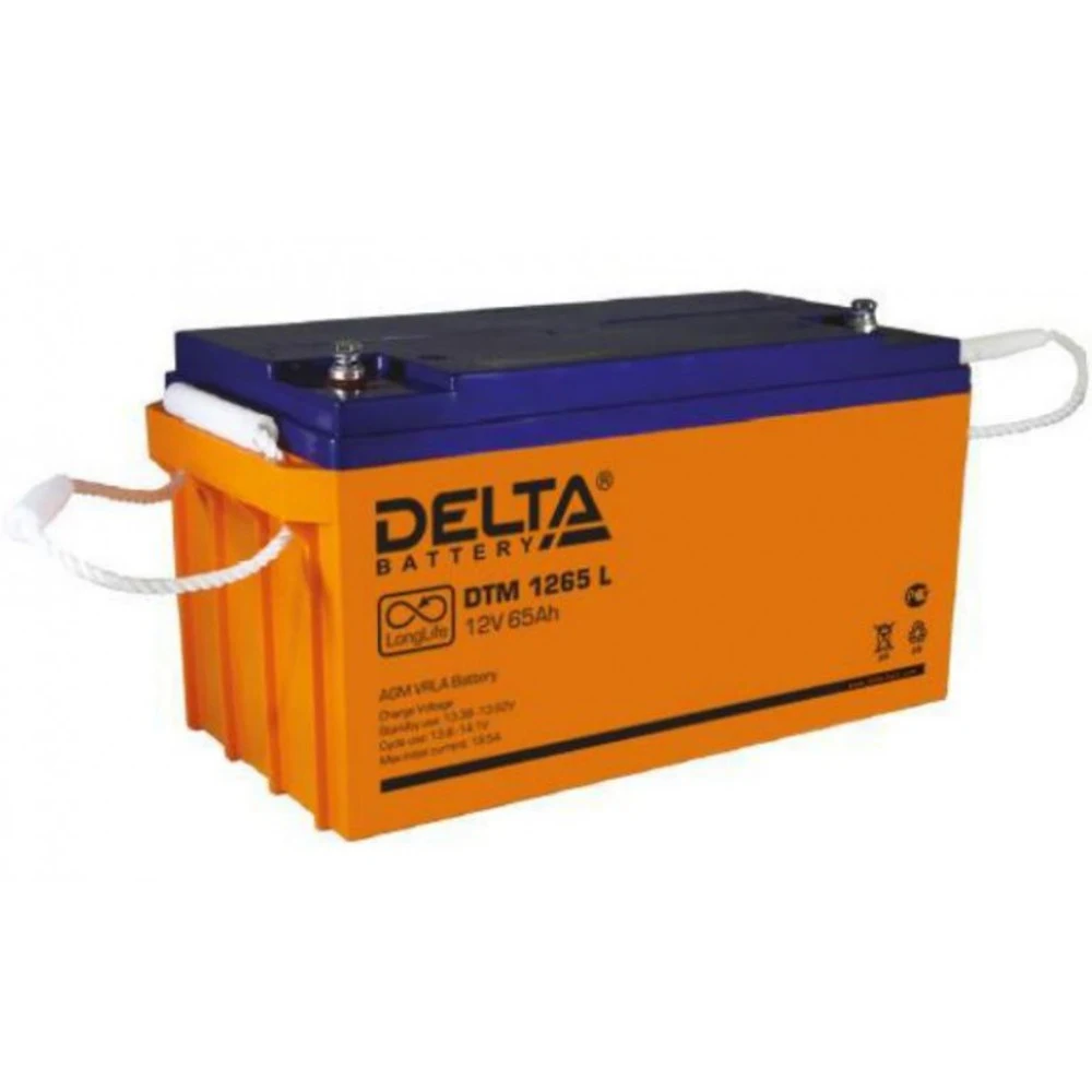 Аккумуляторная батарея Delta DTM 1265 L 12В/65Ач, клемма Болт М6 (350х167х179мм (179мм) 22,4кг Срок службы 10-12лет Г