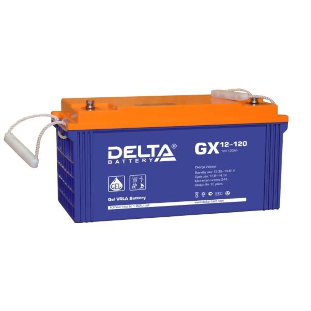 Аккумуляторная батарея Delta GX 12-120 12В/120Ач, клемма Болт М8 (410х176х224мм (224мм) 38кг Срок службы 15лет Гарант