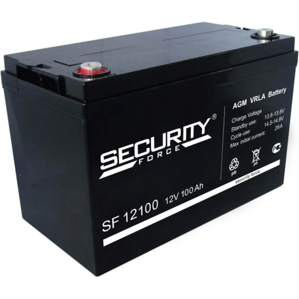 Аккумуляторная батарея Delta (Security Force SF) SF 12100 12В/100Ач, клемма Болт М8 (330х172х216мм (220мм) кг Срок слу