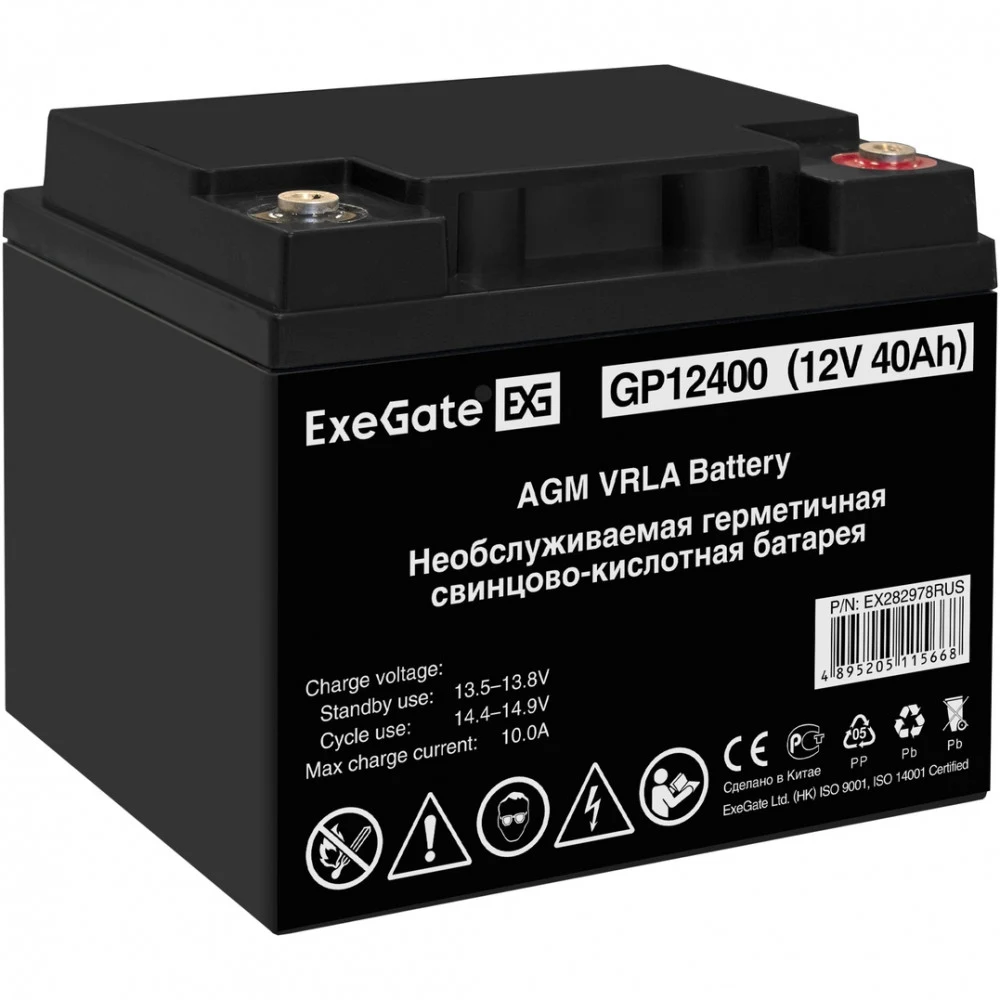Exegate EX282978RUS Аккумуляторная батарея ExeGate GP12400 (12V 40Ah, под болт М6)