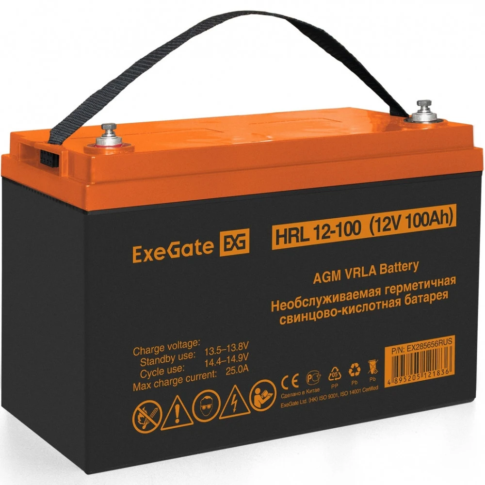 Exegate EX285656RUS Аккумуляторная батарея ExeGate HRL 12-100 (12V 100Ah, под болт М6)