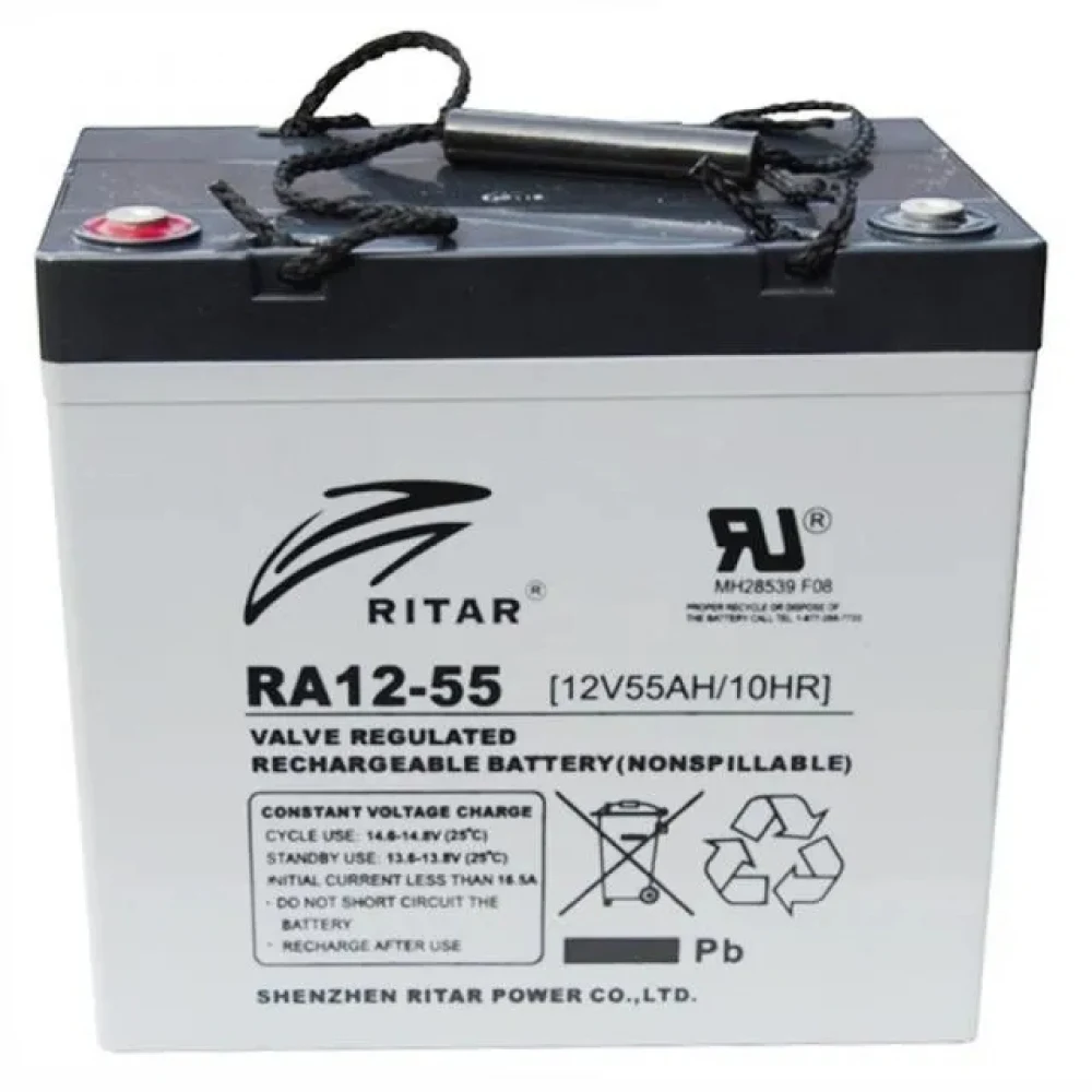 Батарея, Ritar, RA12-55, Свинцово-кислотная 12В 55 Ач, Вес нетто: 16.5 кг, Размер в мм.: 229*138*216