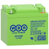 Аккумулятор WBR GP12400 Аккумуляторная батарея. Напряжение, B: 12.Емкость, Ач:40. Длина, мм:199. Ширина, мм:166 Высота, мм:171 Высота (с клеммами), мм:171. Вес, кг:13,5.Внутреннее сопротивление 7,5